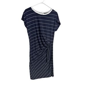Wren & Ivory The Blake Striped Tie Midi Dress in Navy Women's Size Large NWT